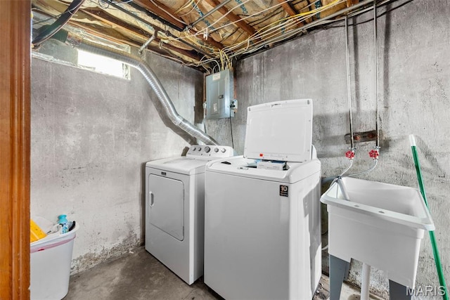 6541 SW Ave, Saint Louis, MO 63139 - washroom featuring washer and clothes dryer and electric panel