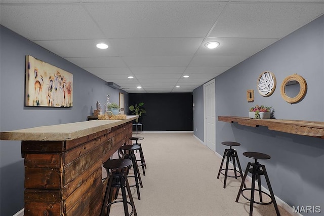 438 Rockview Dr, Saint Louis, MO 63129 - indoor dry bar featuring light colored carpet and recessed lighting
