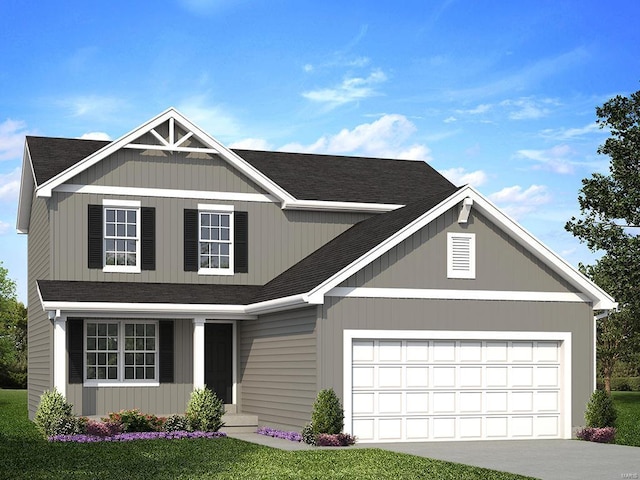 4962 Knotty Alder Dr, Imperial, MO 63052 - view of front of property with a shingled roof, an attached garage, driveway, and a front lawn