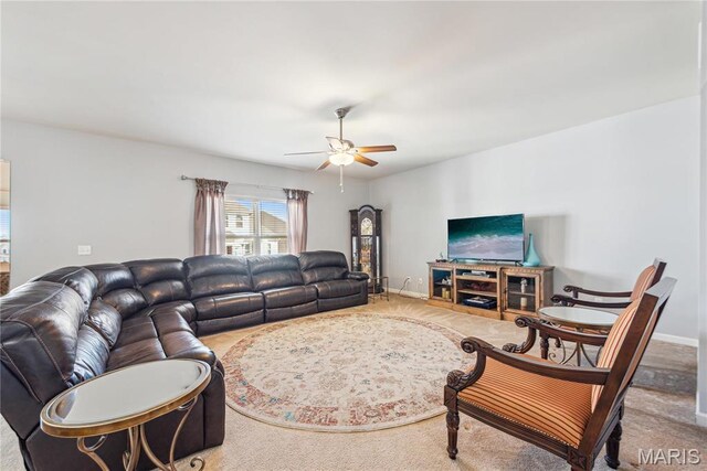 102 Carlton Point Dr, Wentzville, MO 63385 - living area with a ceiling fan and baseboards