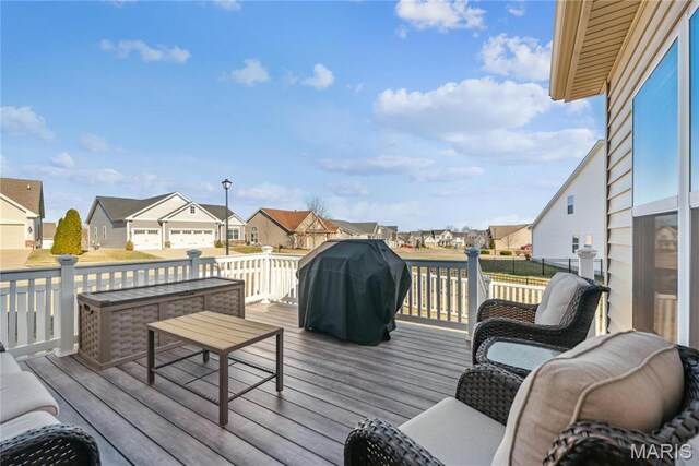 102 Carlton Point Dr, Wentzville, MO 63385 - wooden terrace featuring a residential view and grilling area