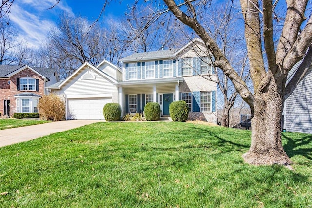 775 Vista Glen Ct, Eureka, MO 63025 - traditional home featuring an attached garage, a front yard, and concrete driveway