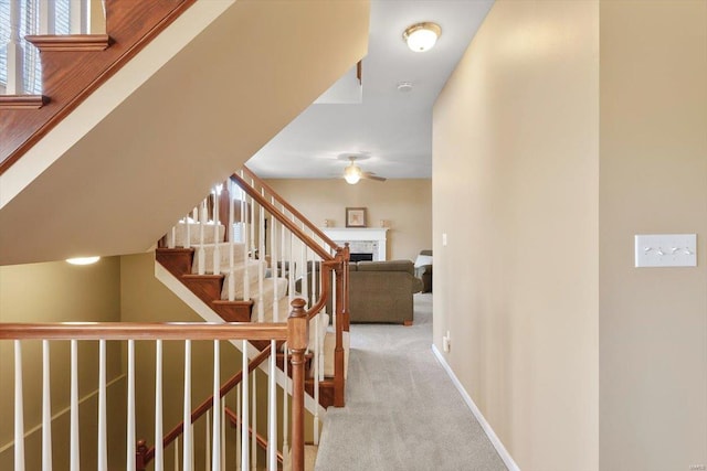 775 Vista Glen Ct, Eureka, MO 63025 - hallway featuring carpet floors, baseboards, and stairway