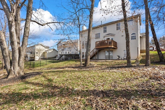 775 Vista Glen Ct, Eureka, MO 63025 - back of property featuring stairs, a deck, a chimney, and a residential view