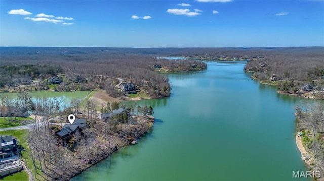 2208 N Konstanz Dr, Innsbrook, MO 63390 - aerial view of a nearby body of water and a heavily wooded area