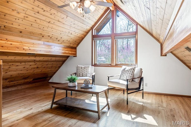 2208 N Konstanz Dr, Innsbrook, MO 63390 - additional living space with wood ceiling, a ceiling fan, light wood-type flooring, and baseboards