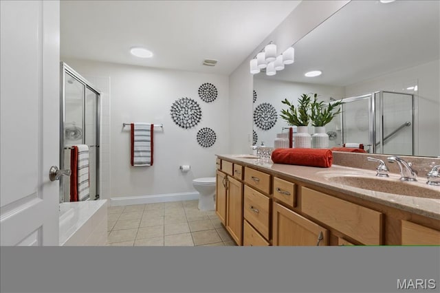 842 N New Ballas Ct Unit 303, Saint Louis, MO 63141 - bathroom with a stall shower, tile patterned floors, double vanity, and baseboards