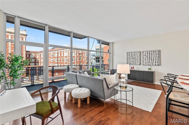 9 N Euclid Ave Unit 508, Saint Louis, MO 63108 - living room featuring a wall of windows and wood finished floors