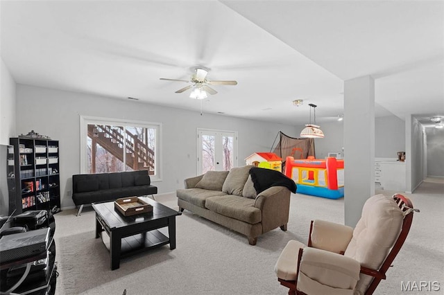 19120 Hawk Mountain Rd, Wildwood, MO 63038 - carpeted living area with ceiling fan