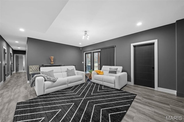 3545 Cappeln Osage Rd, Marthasville, MO 63357 - living area featuring wood finished floors and recessed lighting