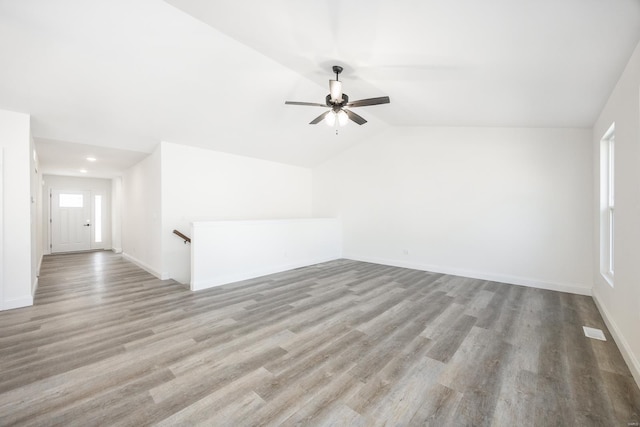 7349 Providence, Edwardsville, IL 62025 - additional living space featuring ceiling fan, baseboards, wood finished floors, lofted ceiling, and recessed lighting