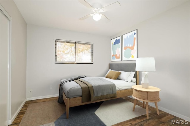 1235 Flicker Dr, Florissant, MO 63031 - bedroom with wood finished floors and ceiling fan