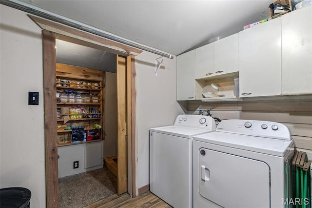 631 Columbia Dr, Bismarck, MO 63624 - laundry area featuring cabinet space, washer and clothes dryer, and light wood-type flooring