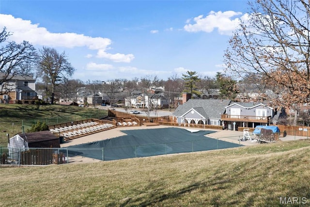 1773 High School Dr, Brentwood, MO 63144 - view of swimming pool featuring a residential view and a patio area