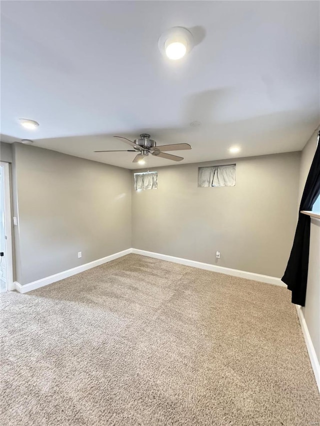 5284 Summer Cir, Imperial, MO 63052 - finished basement with carpet, a ceiling fan, and baseboards