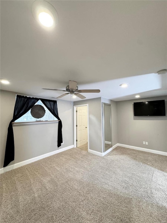 5284 Summer Cir, Imperial, MO 63052 - below grade area featuring carpet, a ceiling fan, baseboards, and recessed lighting