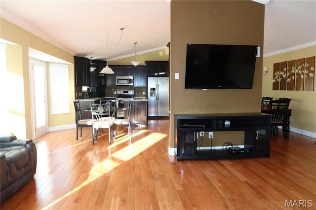 5284 Summer Cir, Imperial, MO 63052 - living room with ornamental molding, light wood-type flooring, and baseboards