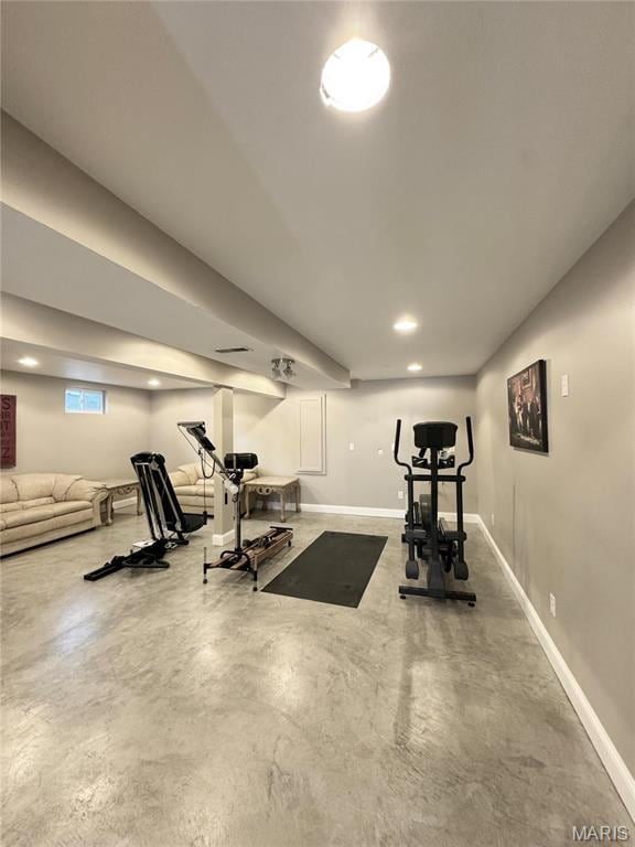 5284 Summer Cir, Imperial, MO 63052 - exercise room featuring baseboards and recessed lighting