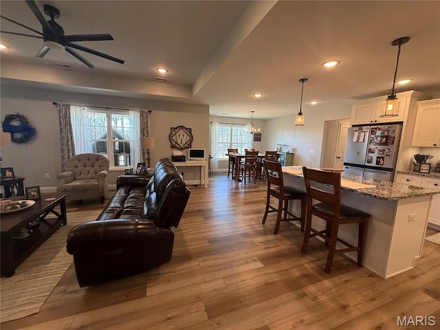 379 Lakeview Cpe, Girardeau, MO 63701 - living area with a ceiling fan, wood finished floors, and recessed lighting