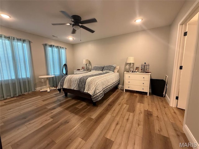 379 Lakeview Cpe, Girardeau, MO 63701 - bedroom with wood finished floors, ceiling fan, recessed lighting, and baseboards