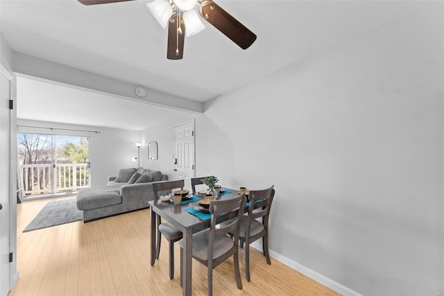 1942 Marine Terrace Dr Unit E, Maryland Heights, MO 63146 - dining room with ceiling fan, wood finished floors, and baseboards