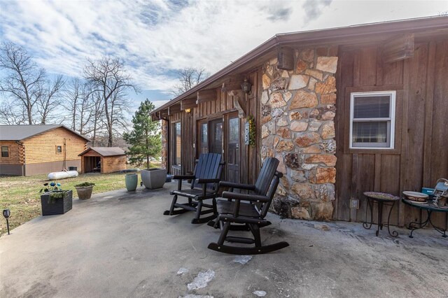 64 Trails End Ln, Doniphan, MO 63935 - view of patio / terrace featuring an outdoor structure and a shed