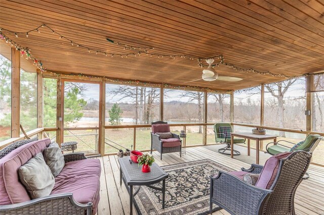 64 Trails End Ln, Doniphan, MO 63935 - sunroom / solarium with ceiling fan and an outdoor living space