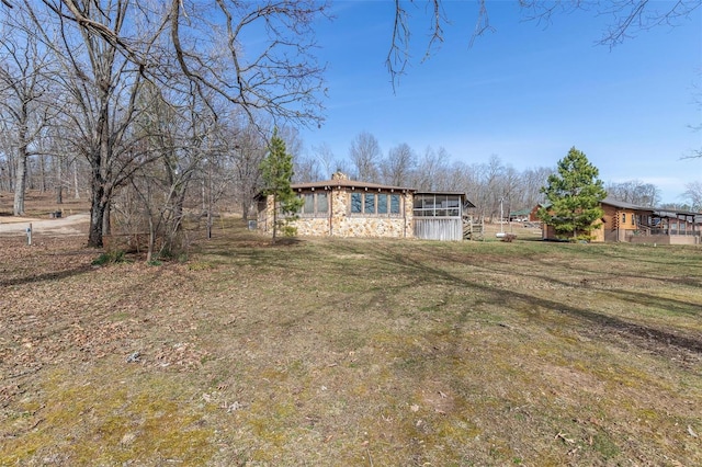 64 Trails End Ln, Doniphan, MO 63935 - view of green lawn featuring a sunroom