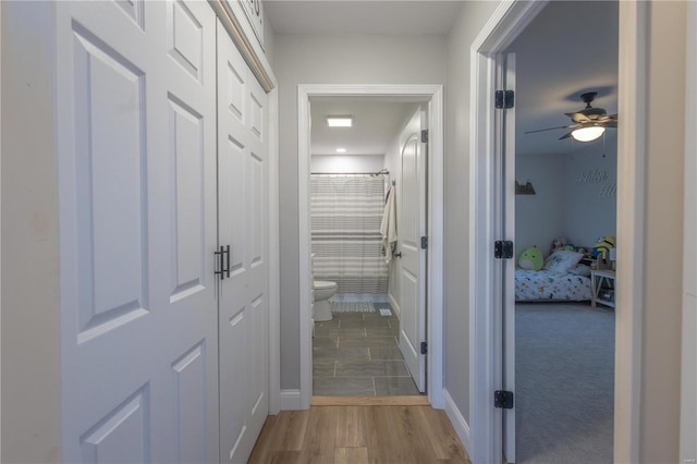 14822 Cedar Cove Pl, New London, MO 63459 - hall featuring wood finished floors and baseboards