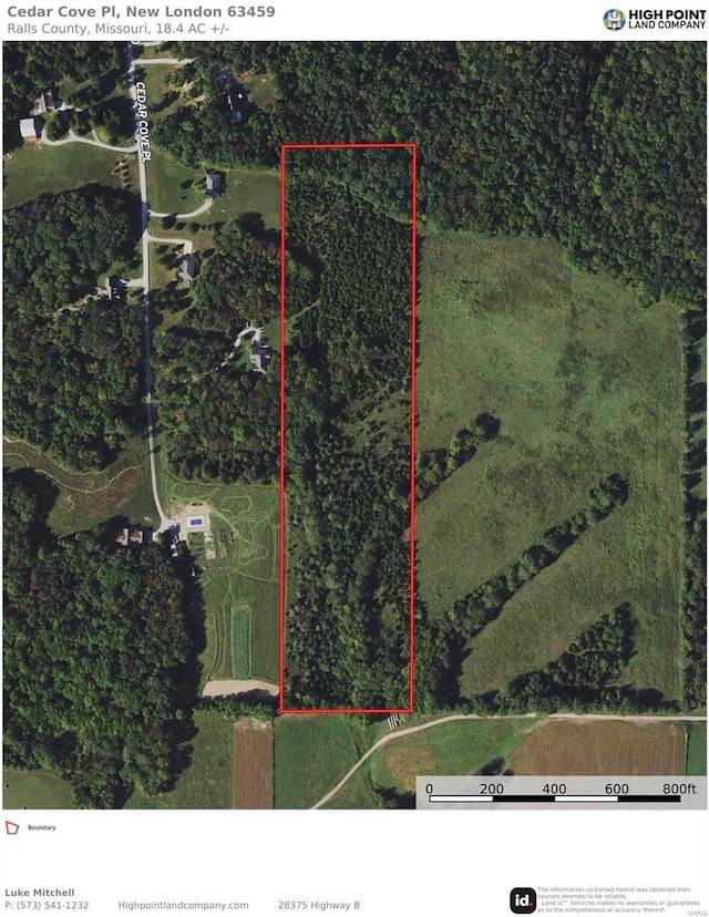 14822 Cedar Cove Pl, New London, MO 63459 - map / location with property boundaries highlighted