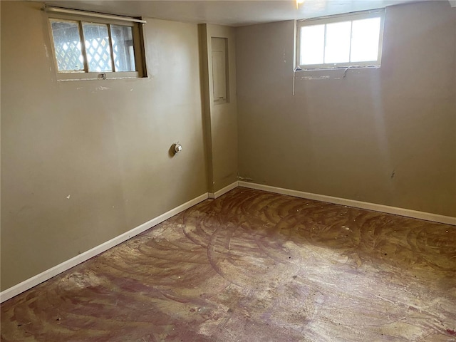 basement with baseboards