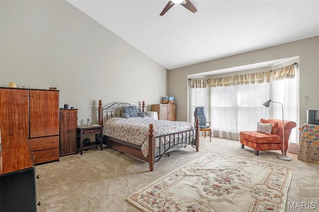 406 Clayton Hollow Dr, Wildwood, MO 63005 - bedroom with light carpet, a ceiling fan, and high vaulted ceiling