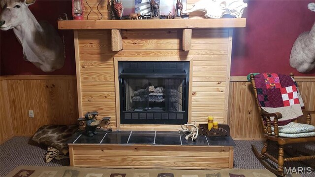 2630 Melody Ln, Cuba, MO 65453 - detailed view of wooden walls, a wainscoted wall, and carpet flooring