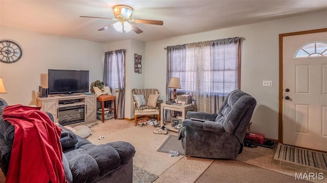409 County Road 32b, Ironton, MO 63650 - carpeted living area featuring a ceiling fan