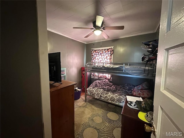507 N Knob St, Ironton, MO 63650 - bedroom featuring ornamental molding and a ceiling fan