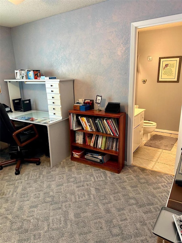 400 Smith Rd, Lebanon, MO 65536 - carpeted home office featuring a textured ceiling