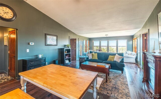 5819 Highway Vv Hwy, Vv, MO 65542 - living area featuring wood finished floors and high vaulted ceiling