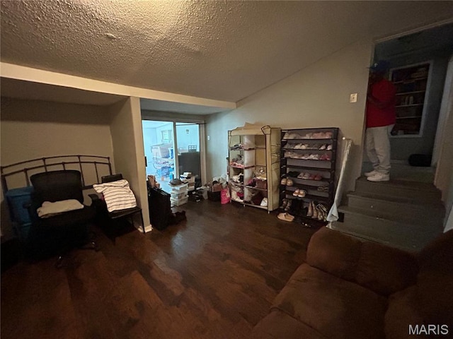 114 Bernhardt Ave, Saint Louis, MO 63121 - office area featuring wood finished floors and a textured ceiling