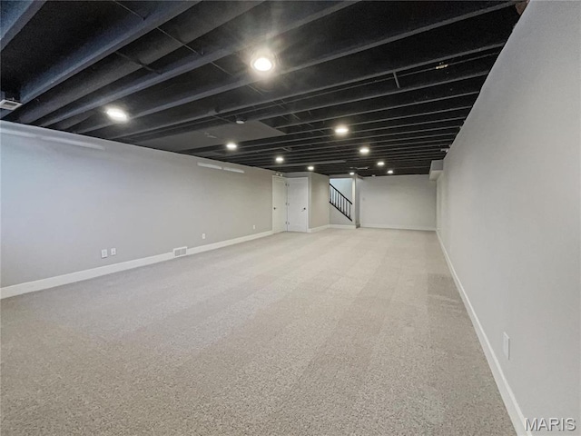 38 N Lang Dr, Ofallon, MO 63366 - finished basement featuring stairs and baseboards