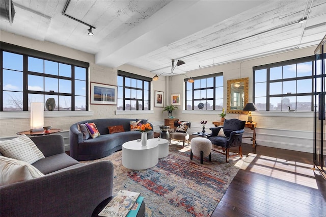living room with hardwood / wood-style flooring