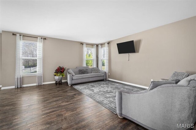 1705 Belleau Wood Dr, Saint Peters, MO 63376 - living room with dark wood-style floors and baseboards
