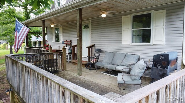 338 Mont Pellier St, Bonne Terre, MO 63628 - wooden porch with outdoor lounge area