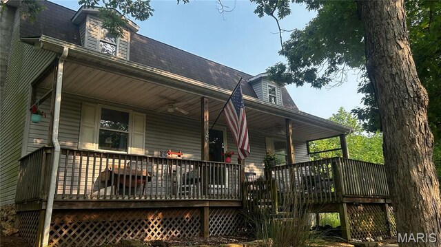 338 Mont Pellier St, Bonne Terre, MO 63628 - rear view of house with ceiling fan and a porch