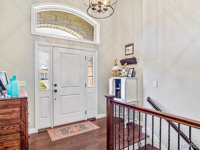 103 Evergreen Ct, Waterloo, IL 62298 - foyer entrance with a chandelier, wood finished floors, and baseboards