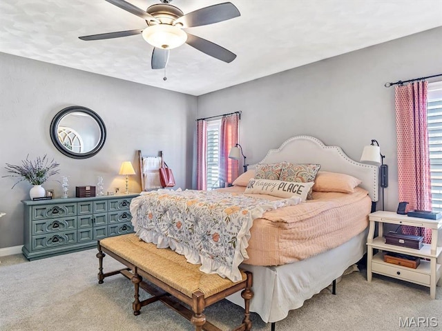 103 Evergreen Ct, Waterloo, IL 62298 - bedroom with multiple windows, light carpet, and ceiling fan