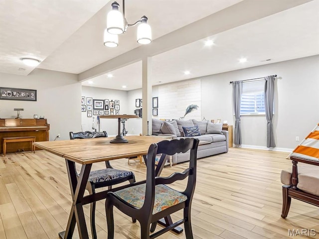 103 Evergreen Ct, Waterloo, IL 62298 - dining area featuring light wood-style floors, recessed lighting, and baseboards