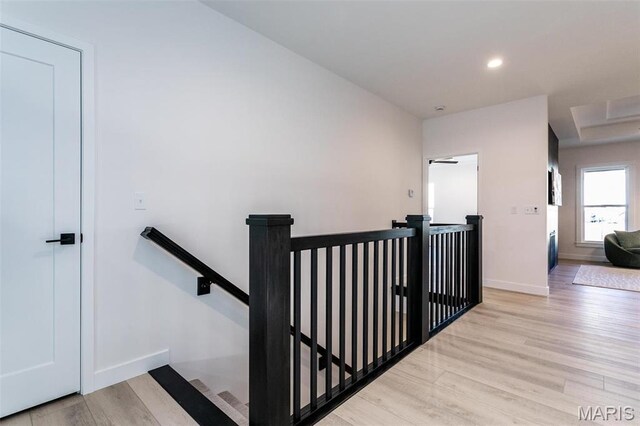 1519 Oglesby Dr, Edwardsville, IL 62025 - stairway featuring wood finished floors and recessed lighting