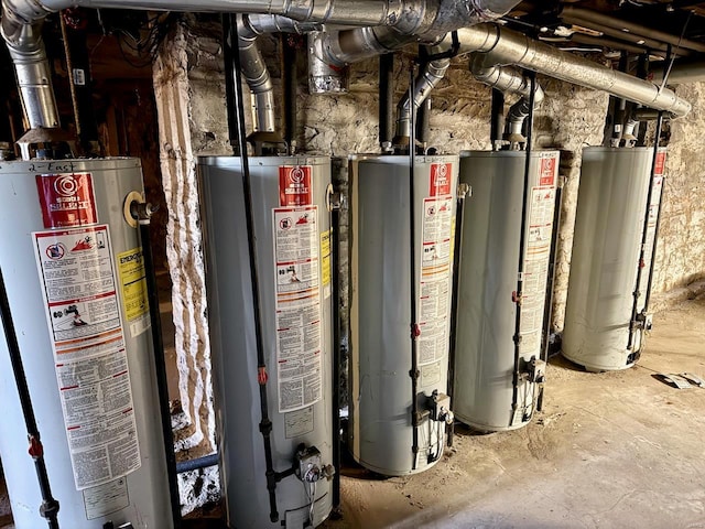 utility room with gas water heater