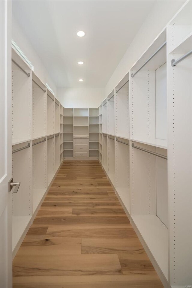spacious closet with light wood-type flooring