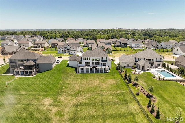 1205 Patchwork Flds, Chesterfield, MO 63005 - aerial perspective of suburban area with a pool